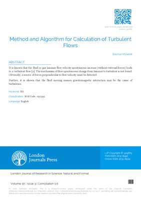 Method and Algorithm for Calculation of Turbulent Flows