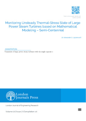 Monitoring Unsteady Thermal-Stress State of Large Power Steam Turbines based on Mathematical Modeling Semi-Centennial