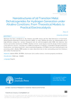 Nanostructures of 2D Transition Metal Dichalcogenides for Hydrogen Generation Under Alkaline Conditions: from Theoretical Models to Practical Electrocatalysts