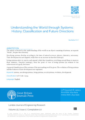 Understanding the World Through Systems: History, Classification and Future Directions
