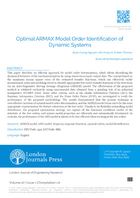 Optimal ARMAX Model Order Identification of Dynamic Systems
