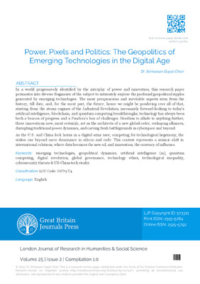 Power, Pixels, and Politics: The Geopolitics of Emerging Technologies in the Digital Age