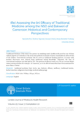 (Re) Assessing the (in) Efficacy of Traditional Medicine among the NSO and Bakweri of Cameroon: Historical and Contemporary Perspectives