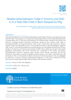 Relationship between Triple X Trisomy and ASD in A 2-Year-Old Child in Bom Despacho/Mg