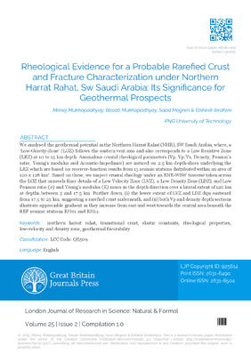 Rheological Evidence for a Probable Rarefied Crust and Fracture Characterization under Northern Harrat Rahat, Sw Saudi Arabia – Its Significance for Geothermal Prospects