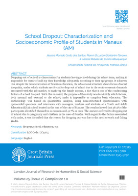 School Dropout: Characterization and Socioeconomic Profile of Students in Manaus (AM)