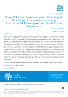 Social Cohesion Environmentalism: Theorizing the New Wave of Social Alliances among Climate, Faith-Inspired and Social Justice Movements