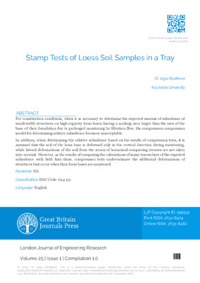 Stamp Tests of Loess Soil Samples in a Tray