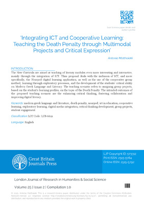 ‘Integrating ICT and Cooperative Learning: Teaching the Death Penalty through Multimodal Projects and Critical Expression’