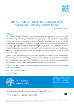 The 50-Year CO₂ Balance: Crucial Roles of Agriculture, Forestry and the Ocean