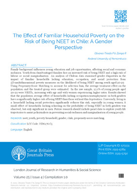 The Effect of Familiar Household Poverty on the Risk of Being NEET in Chile: A Gender Perspective