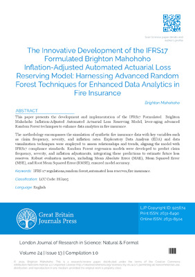 The Innovative Development of the IFRS17 Formulated Brighton Mahohoho Inflation-Adjusted Automated Actuarial Loss Reserving Model: Harnessing Advanced Random Forest Techniques for Enhanced Data Analytics in  Fire Insurance