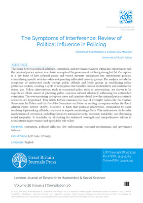 The Symptoms of Interference: Review of Political Influence in Policing