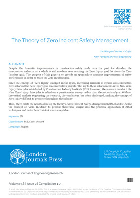 The Theory of Zero Incident Safety Management