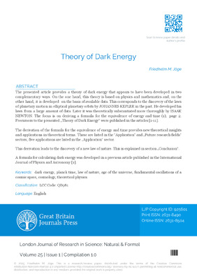 Theory of Dark Energy