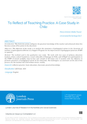 To Reflect of Teaching Practice a case Study in Chile