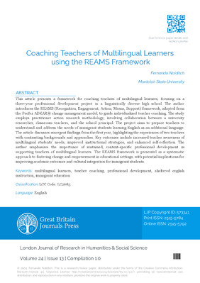 Coaching Teachers of Multilingual Learners Using the REAMS Framework