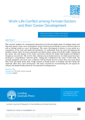Work-Life Conflict among Female Doctors and their Career Development