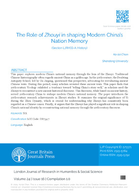The Role of Zhouyi in Shaping Modern China’s  Nation Memory